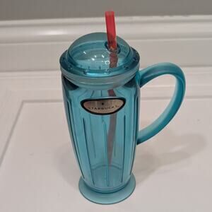 Starbucks Vintage Rocket Tumbler Travel Mug 2001 Barista Aqua Blue Plastic Retro